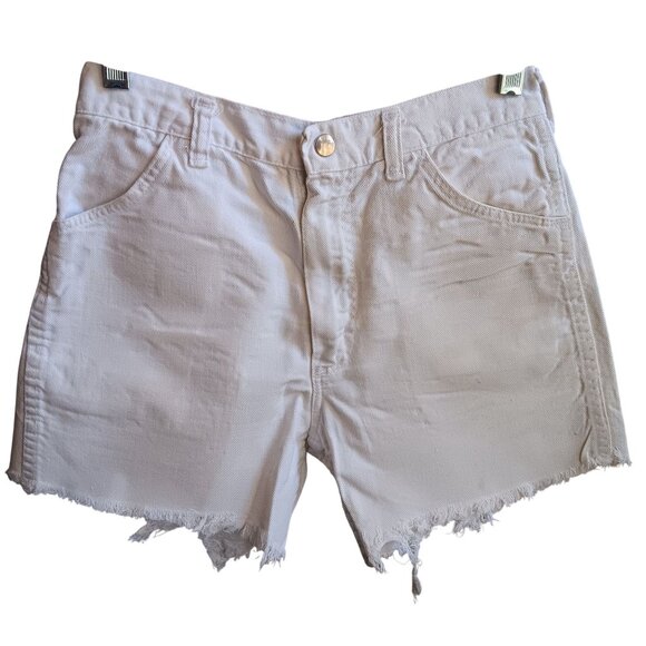 26" Vintage Wrangler White Denim Cutoff Shorts Womens Boys 16 USA Made Frayed He - Picture 2 of 7